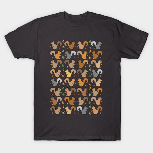 Cute and Colorful Squirrel Pattern T-Shirt by Davey's Designs